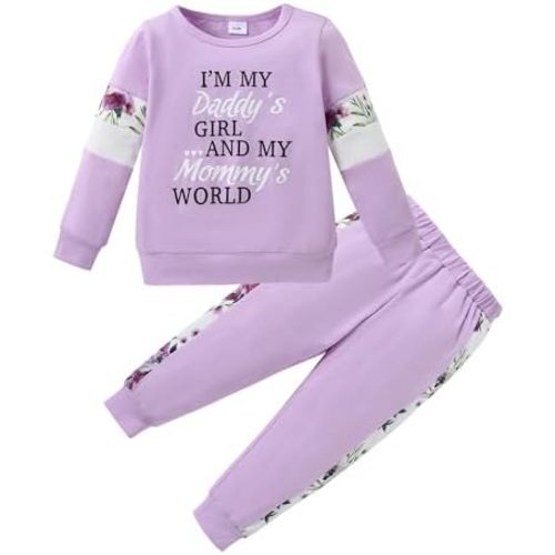 YALLET Toddler Girl Clothes 2pcs Fall Winter Outfits Little Girls Sweatshirts+ Pants Set Baby Sweatsuit Clothing 1-6 Years