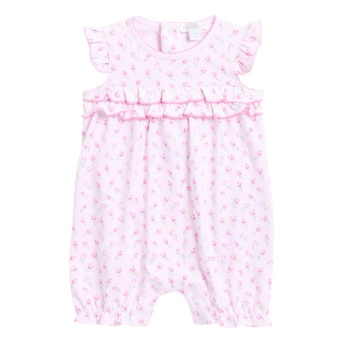 Rose Print Ruffle Pima Cotton Romper