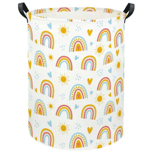 TXCENY Rainbow Kids Laundry Basket Baby Hamper Rainbow Toy Storage Bin for Boys Room Decor Baby Nursery Hamper Gift Baskets for Bedroom Bathroom(Rainbow)