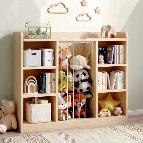ROGALIS, Book Shelf for Kid Room, 40.9" L x 11.6" W x 35.8" H, Brown