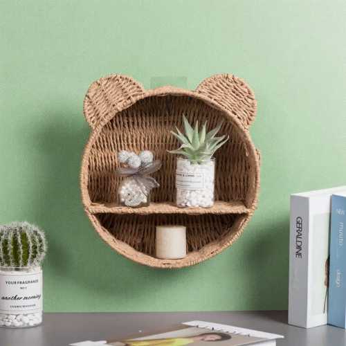 Handwoven Paper Rope Bear Shelf: Boho Nursery, Bedroom or Bathroom Decor