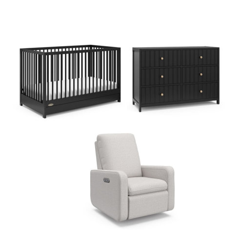 Graco Teddi 5-In-1 Convertible Crib With Drawer, 6 Drawer Dresser, And Power Recliner 3-Piece Collection Nursery Set & Reviews | Wayfair
