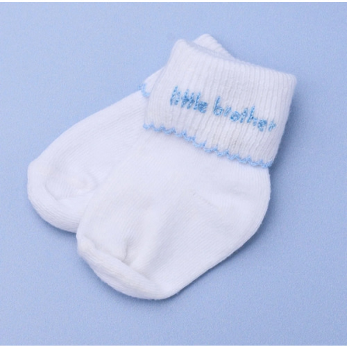 Magnolia Baby Boy Little Brother Embroidered Socks