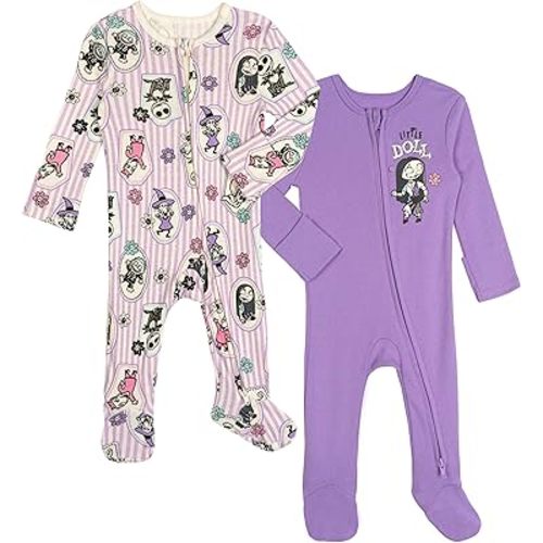 Disney Baby Girls 2 Pack Zip Up Sleep N' Plays Newborn to Infant Sizes (Newborn - 24 Months)