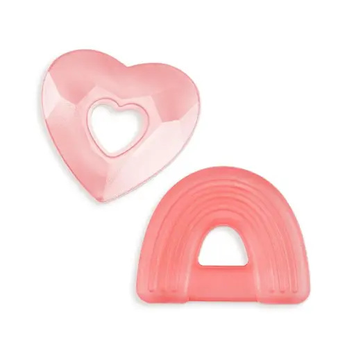 Itzy Ritzy Water-Filled Teethers - Cold Cutie Coolers Textured On Both Sides to Massage Sore Gums & Emerging Teeth - Can Be Chilled in Refrigerator, Set of 2 Pink Water Teethers