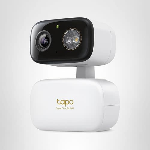 Tapo 3K 5MP Pan/Tilt Indoor/Outdoor Security Camera, Free Person/Vehicle/Baby Cry Detect & 360° Motion Track, Color Night, SD/Cloud, Wrks w/Alexa & Google Home, 2.4 GHz WiFi, HybridCam 360