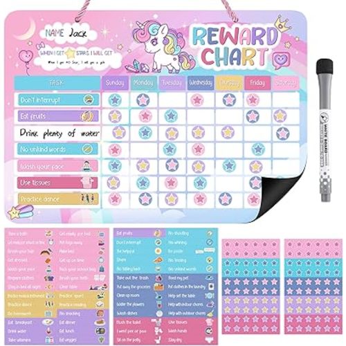 Thboxes Reward Chart for Kids, 52 Chore Charts, Unicorn Behaviour Board Set