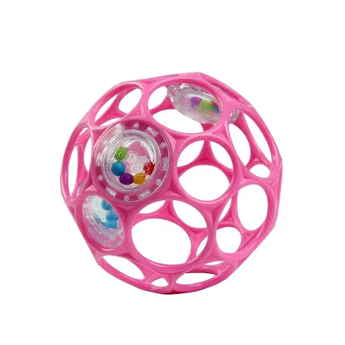 Bright Starts Oball Rattle Easy-Grasp Toy - Pink, Ages Newborn - 1 Count (Pack of 1)