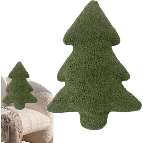 Christmas Tree Throw Pillow, Xmas Tree Decorative Throw Pillow, Christmas Vivid Tree Pillows Stuffed Tree Shaped Pillow Christmas Decor, Cute Pillows for Christmas Party Home Cushion Decorations (A)