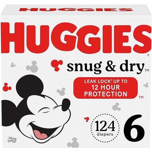 Huggies Size 6 Diapers, Snug & Dry Baby Diapers, Size 6 (35+ lbs), 124 Count