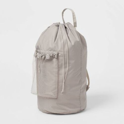 Backpack Laundry Bag Textured Gray - Brightroom™: Polyester, 3500 Volume, Multipurpose Hamper Bag, All Ages