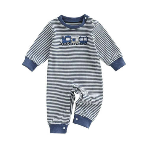 Baby Boy Long Sleeve Striped Train Jumpsuit – The Trendy Toddlers
