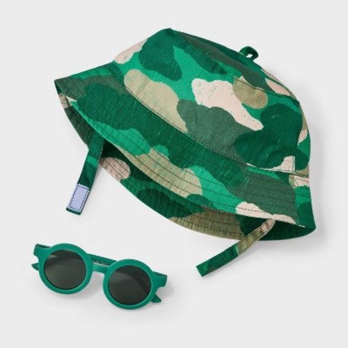 Baby Boys' Camo Sunhat & Sunglasses Set - Cat & Jack™ Green 6-12M