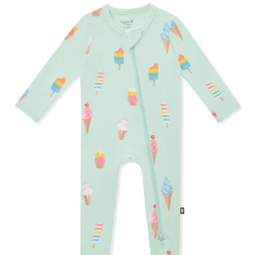 Zippered Footie in Mint Ice Cream 3-6 Months