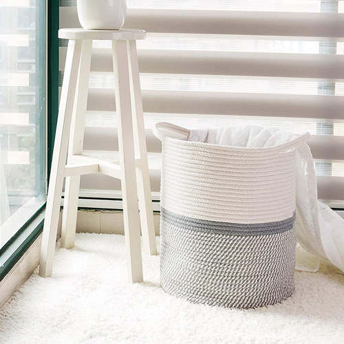 Large Baby Woven Tall Laundry Basket with Handles