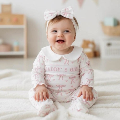 Daddy's Girl Baby Romper Set – Newborn Outfit with Bow Headband
