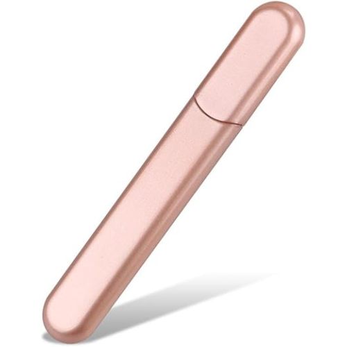 Premium Glass Nail File with Case, Crystal Diamond Salon Best Beauty Nail Buffer for Natural and Acrylic Nails Christmas Gift for Woman and Man,Pink