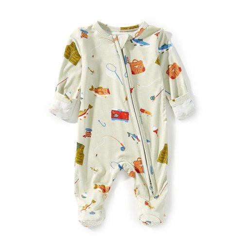 Angel Dear Baby Boys Long Sleeve Fishing Things Zipper Footie Coverall
