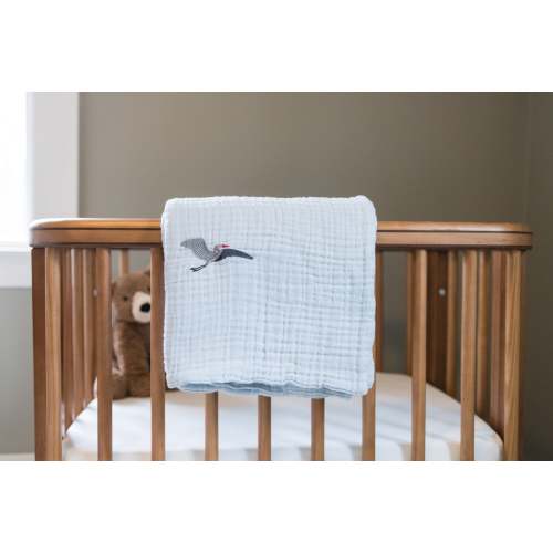 Sky All-Season Organic Muslin Mini Stork Blanket with Monogram Option