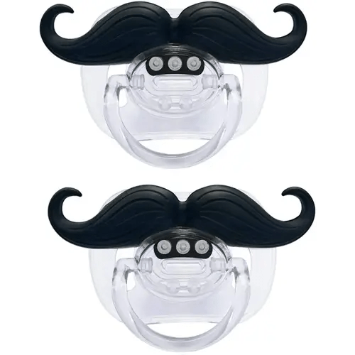 Baby Funny Pacifier Cute Kissable Mustache Pacifier for Babies and Toddlers Unisex - 0-6 Months Baby Orthodontic Mustache Pacifier BPA Free -Pack of 2 Black