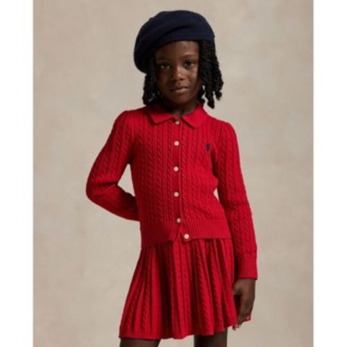 Girls 2T-6X 2-Piece Crewneck Cardigan and Skirt Set
