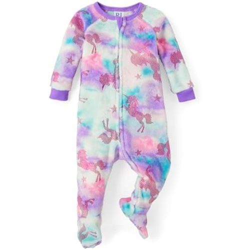 The Children's Place Baby Girls' and Toddler Fleece Zip-Front One Piece Footed Pajama
