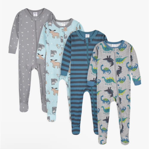 Gerber baby-boys Baby-boys 4-pack Footed Pajamas