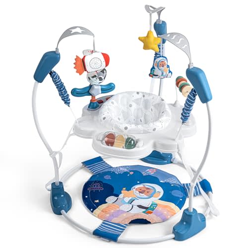 Baby Activity Center, Infant Jumper with Music, 3 Heights (Space Tiger) | 360° Seat,Infant Play Table ,Detachable Interactive Toys, Ages 6 Months +