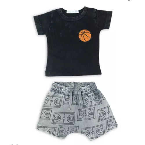 Boys' Basketball Patch Tee & French Terry Shorts Set - Baby
