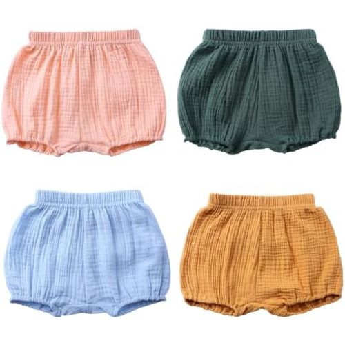3PC Shorts Set Newborn Baby Girls Boys Pants Cotton Linen Blend Cute Floral Bloomers Triangle Shorts