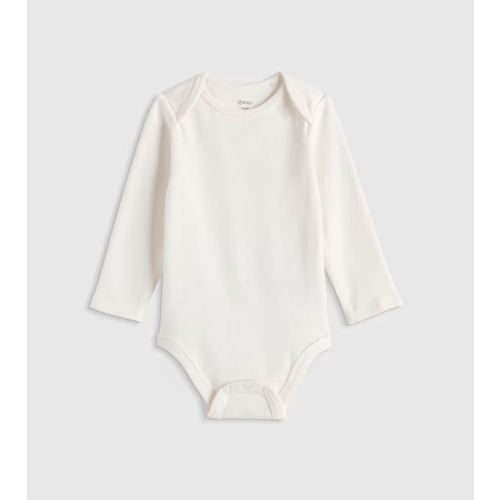 100% Organic Cotton Long Sleeve Bodysuit - Baby in White 12-18M