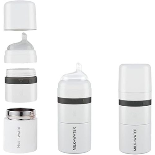 MILK & WATER All in One Baby Bottle & Baby Formula Dispenser On the Go, 5oz - Keeps Water Warm & Formula Fresh - Baby Formula Mixing Bottle with Anti Colic Nipple - Leak-Proof - 3+ Months (White)