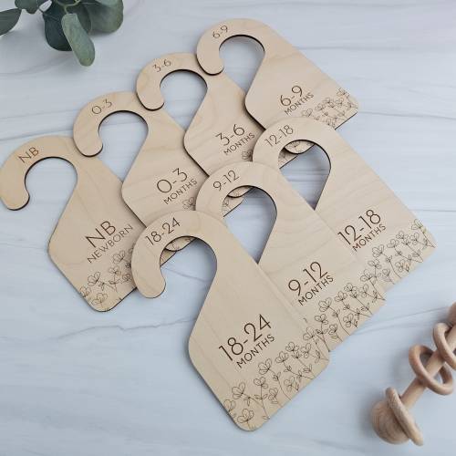 Floral Nursery Closet Dividers: Wooden Baby Clothes Organizer