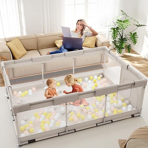 ZEEBABA Parc pour bébé extra large (180,3 x 119,4 x 68,6 cm), parc de jeu de sécurité pour enfants pour bébés et tout-petits, parc pour bébé, cour de jeu pour bébé donne à maman une pause
