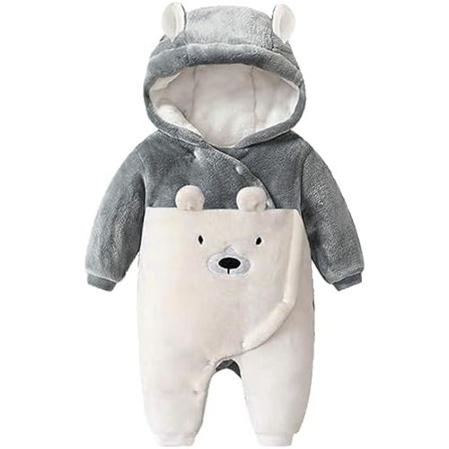 Fairy Baby Newborn Baby Snowsuit Bear Onesie Romper Winter Warm Coat Infant Fleece Footie Jumpsuit for Girls Boys 0-18M