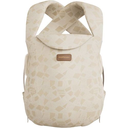 Momcozy Newborn Carrier WeeSnug - Lightweight and Cozy Comfort for 7-25 lbs, Ergonomic Cross-Back Support, Jacquard Weave, Hands-Free Baby Carrier with Lumbar Support, Geometry
