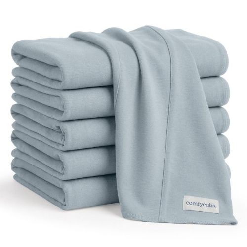Comfy Cubs Baby Burp Cloths Set Pack of 6 - Large, 6-Layer, Ultra Absorbent Soft 100% Cotton for Infants - Pacific Blue
