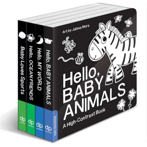 High Contrast Baby Book Set: 4 Board Books for Newborns