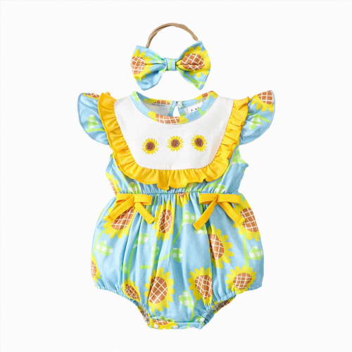 Gubotare Baby Girl Romper Dress Baby Girl Clothes Summer Sleeve Romper Dresses Infant Outfit 0 3 6 9 12 18 24 Months (Yellow,0-3 Months)