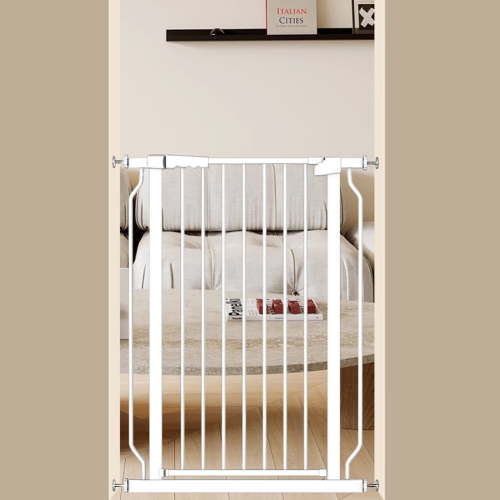 Fairy Baby Baby Gate Tall 40.55" Extra Wide Pet Dog Gate 30"-34" White Metal