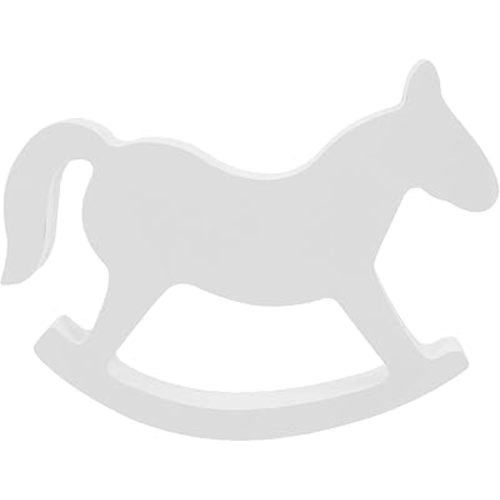Healifty Small Wooden Rocking Horse Decor White Wedding Home Decoration Kids Toy Baby Shower Party Favor
