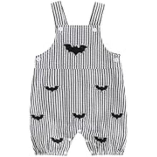 Newborn Baby Boy Girl Halloween Outfit Skull/Bat/Pumpkin Romper | Sleeveless Bib Overalls Suspender Striped Jumpsuit,Halloween Onesie Baby,Baby Halloween Clothes,My First Halloween Outfit