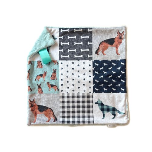 German Shepherd Lovey Blanket, Minky Lovey for babies, Dog Lovie Security Blanket
