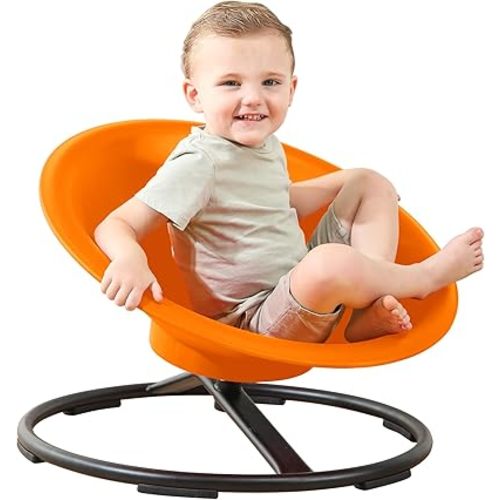 Spinning Chair for Autistic Kids, Sit and Spin Autism Toys for Age 3+, Sensory Swivel Chair Enhancing Motor Skills, Educational Indoor & Outdoor Toys (Orange)