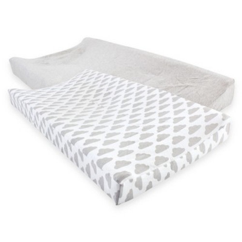 Hudson Baby Infant Cotton Changing Pad Cover, Heather Gray Cloud, One Size