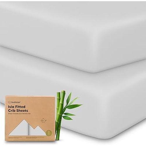 KeaBabies 2-Pack Baby Crib Sheets for Boys, Girls - 52x28 Viscose Derived from Bamboo Toddler Bed Sheets Neutral, Fitted Crib Mattress Cover for Standard Baby Bedding, Soft & Cozy (French Gray)
