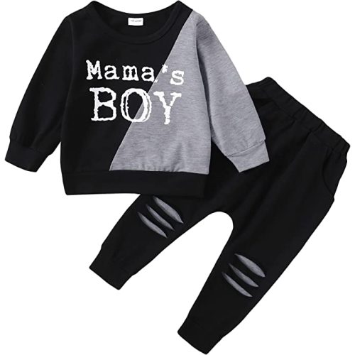 KIMI BEAR Toddler Baby Boy Clothes Kids Little Boy Outfits Cotton Pullover Sweatshirt Pants Fall Winter Clothes for Boys - Gray