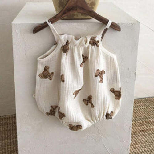 Teddy Bear Gauze Sleeveless Romper – Teeny Mini Me