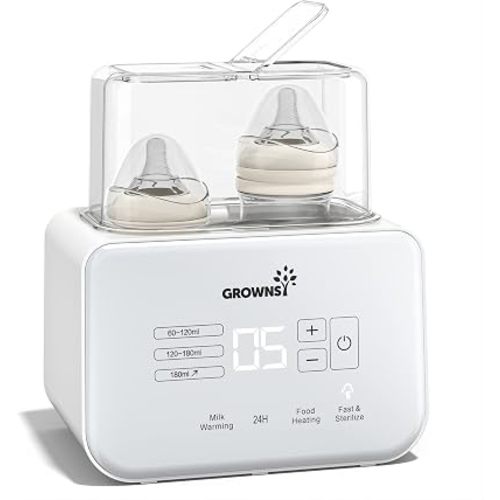 GROWNSY Fast Double Baby Bottle Warmer for Breastmilk & Formula, White