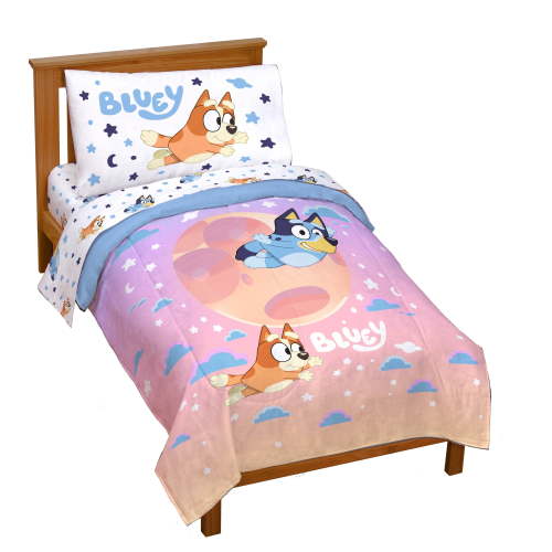 Bluey 4 Pieces Blue Bed Blankets Sets, Crib and Toddler Bed Size